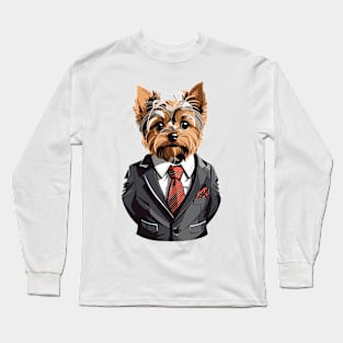 Yorkshire Terrier With Suit Long Sleeve T-Shirt